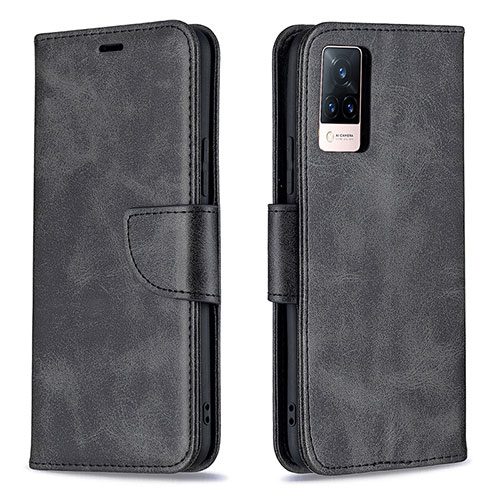 Leather Case Stands Flip Cover Holder B04F for Vivo V21s 5G Black