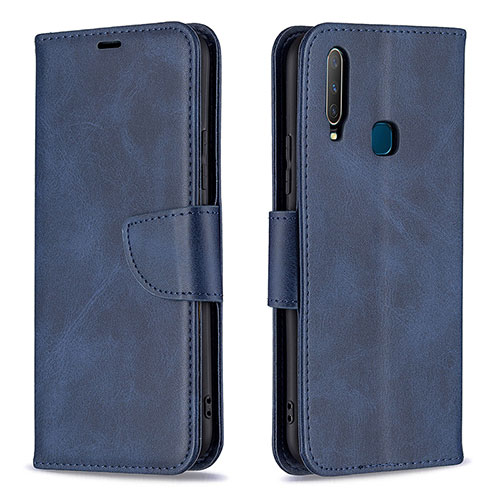 Leather Case Stands Flip Cover Holder B04F for Vivo Y11 Blue