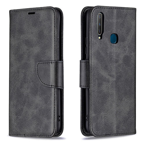 Leather Case Stands Flip Cover Holder B04F for Vivo Y17 Black