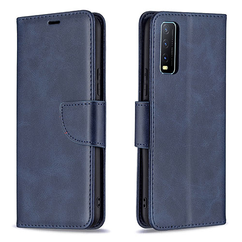 Leather Case Stands Flip Cover Holder B04F for Vivo Y20 (2021) Blue