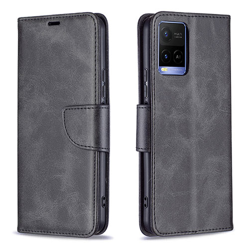 Leather Case Stands Flip Cover Holder B04F for Vivo Y21G Black