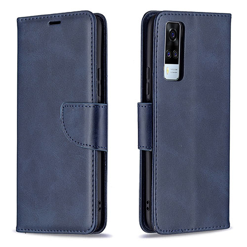 Leather Case Stands Flip Cover Holder B04F for Vivo Y31 (2021) Blue