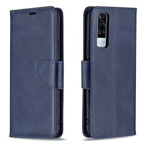 Leather Case Stands Flip Cover Holder B04F for Vivo Y51A Blue