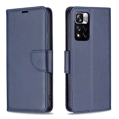 Leather Case Stands Flip Cover Holder B04F for Xiaomi Mi 11i 5G (2022) Blue