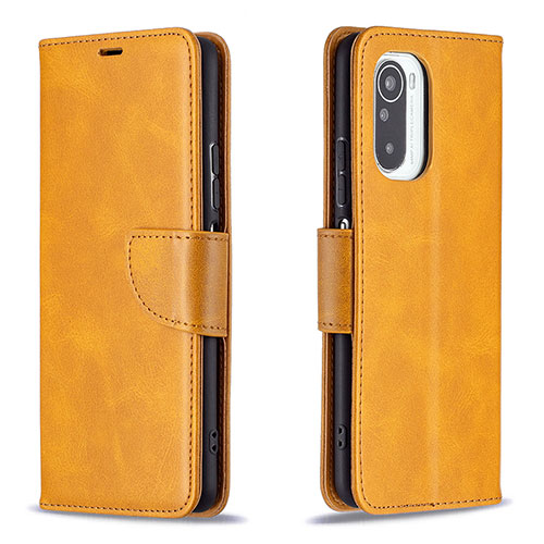 Leather Case Stands Flip Cover Holder B04F for Xiaomi Mi 11X Pro 5G Light Brown