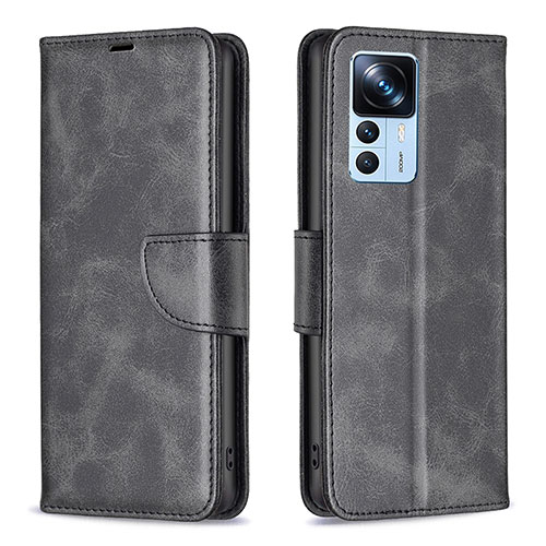 Leather Case Stands Flip Cover Holder B04F for Xiaomi Mi 12T 5G Black