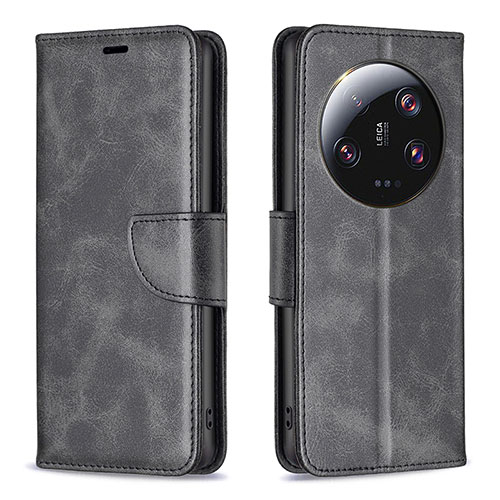 Leather Case Stands Flip Cover Holder B04F for Xiaomi Mi 13 Ultra 5G Black