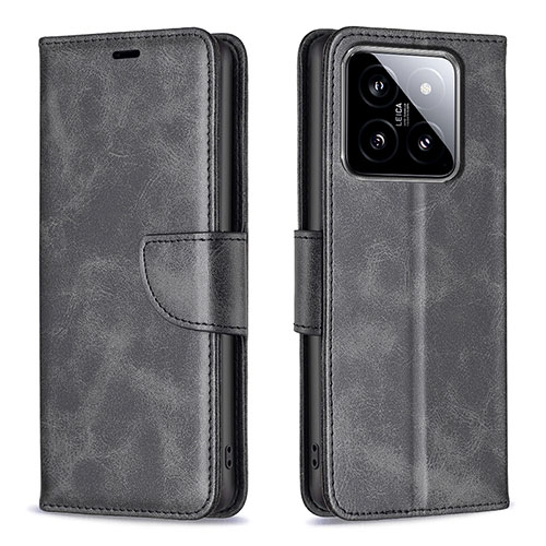 Leather Case Stands Flip Cover Holder B04F for Xiaomi Mi 14 5G Black