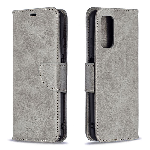 Leather Case Stands Flip Cover Holder B04F for Xiaomi Poco M3 Gray