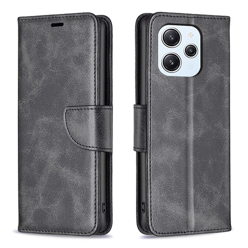 Leather Case Stands Flip Cover Holder B04F for Xiaomi Redmi 12 4G Black