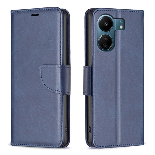 Leather Case Stands Flip Cover Holder B04F for Xiaomi Redmi 13C Blue