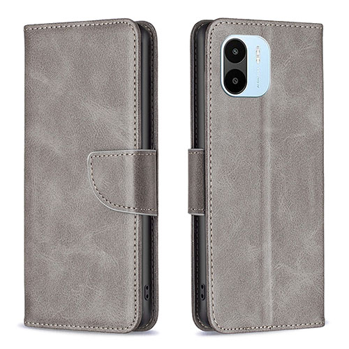 Leather Case Stands Flip Cover Holder B04F for Xiaomi Redmi A2 Plus Gray