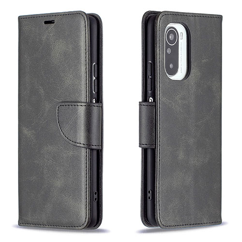 Leather Case Stands Flip Cover Holder B04F for Xiaomi Redmi K40 Pro 5G Black