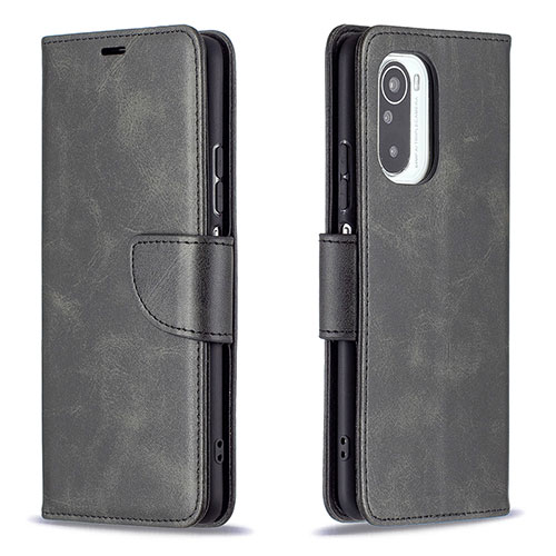 Leather Case Stands Flip Cover Holder B04F for Xiaomi Redmi K40 Pro+ Plus 5G Black