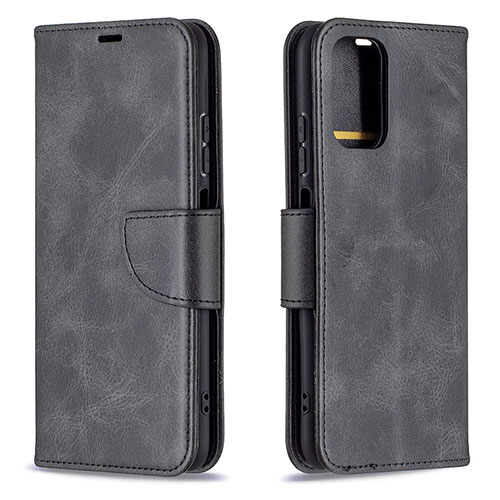 Leather Case Stands Flip Cover Holder B04F for Xiaomi Redmi Note 10 4G Black