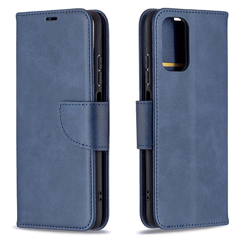 Leather Case Stands Flip Cover Holder B04F for Xiaomi Redmi Note 10 4G Blue