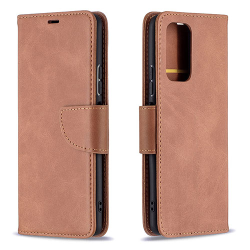 Leather Case Stands Flip Cover Holder B04F for Xiaomi Redmi Note 10 Pro 4G Brown