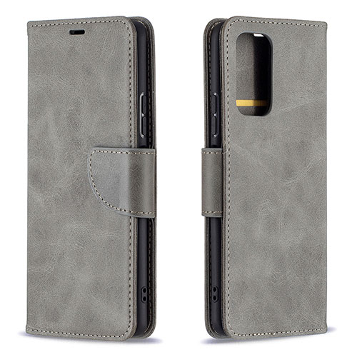 Leather Case Stands Flip Cover Holder B04F for Xiaomi Redmi Note 10 Pro Max Gray