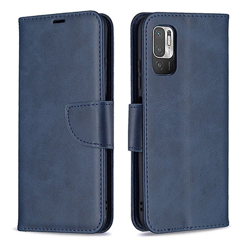 Leather Case Stands Flip Cover Holder B04F for Xiaomi Redmi Note 10T 5G Blue