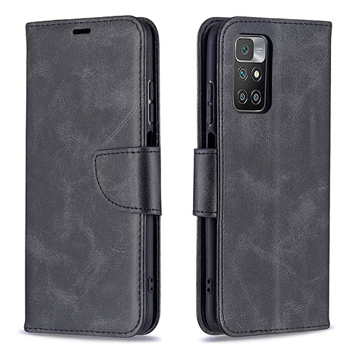 Leather Case Stands Flip Cover Holder B04F for Xiaomi Redmi Note 11 4G (2021) Black