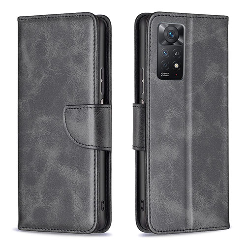 Leather Case Stands Flip Cover Holder B04F for Xiaomi Redmi Note 11 Pro 4G Black