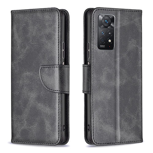 Leather Case Stands Flip Cover Holder B04F for Xiaomi Redmi Note 11 Pro 5G Black