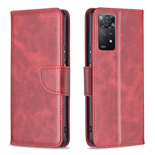 Leather Case Stands Flip Cover Holder B04F for Xiaomi Redmi Note 11 Pro 5G Red