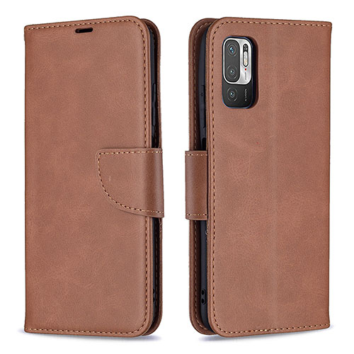 Leather Case Stands Flip Cover Holder B04F for Xiaomi Redmi Note 11 SE 5G Brown