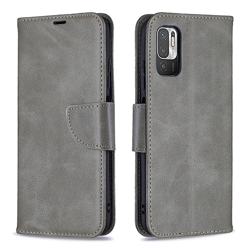 Leather Case Stands Flip Cover Holder B04F for Xiaomi Redmi Note 11 SE 5G Gray