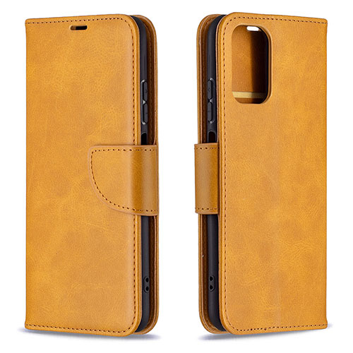 Leather Case Stands Flip Cover Holder B04F for Xiaomi Redmi Note 11 SE India 4G Light Brown