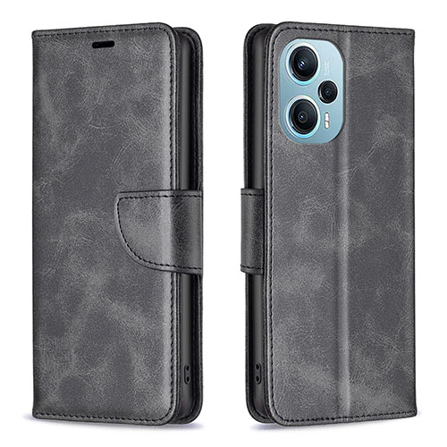 Leather Case Stands Flip Cover Holder B04F for Xiaomi Redmi Note 12 Turbo 5G Black