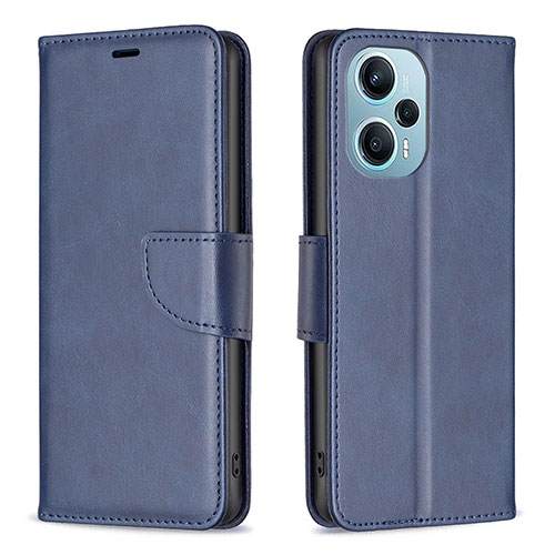 Leather Case Stands Flip Cover Holder B04F for Xiaomi Redmi Note 12 Turbo 5G Blue