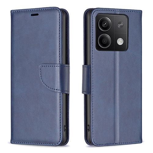 Leather Case Stands Flip Cover Holder B04F for Xiaomi Redmi Note 13 5G Blue