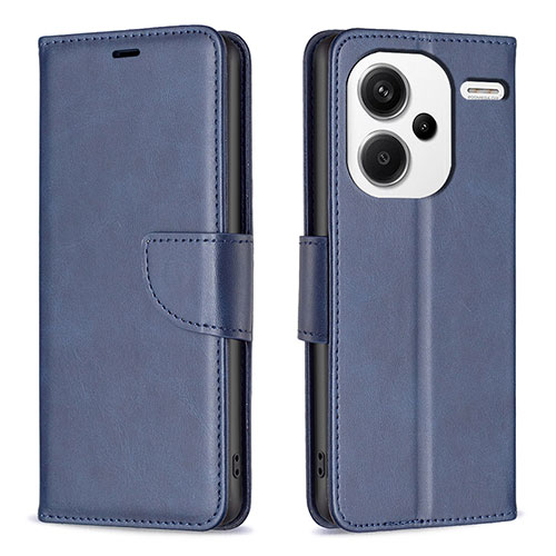 Leather Case Stands Flip Cover Holder B04F for Xiaomi Redmi Note 13 Pro+ Plus 5G Blue