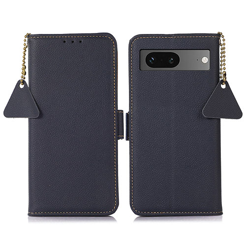 Leather Case Stands Flip Cover Holder B04H for Google Pixel 7 5G Blue