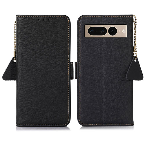 Leather Case Stands Flip Cover Holder B04H for Google Pixel 7 Pro 5G Black