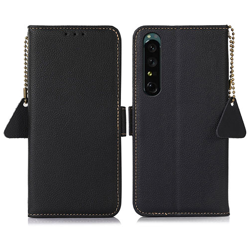 Leather Case Stands Flip Cover Holder B04H for Sony Xperia 1 IV Black