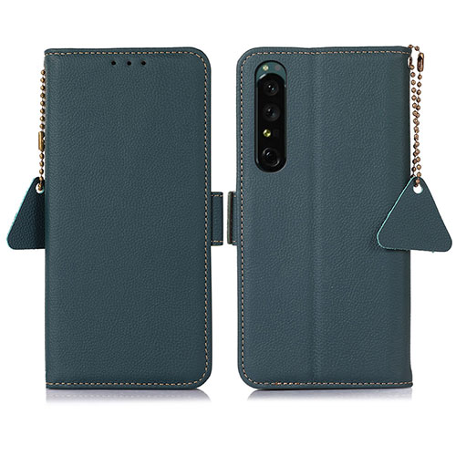 Leather Case Stands Flip Cover Holder B04H for Sony Xperia 1 IV SO-51C Green