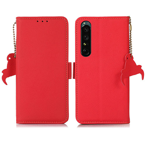 Leather Case Stands Flip Cover Holder B04H for Sony Xperia 1 IV SO-51C Red