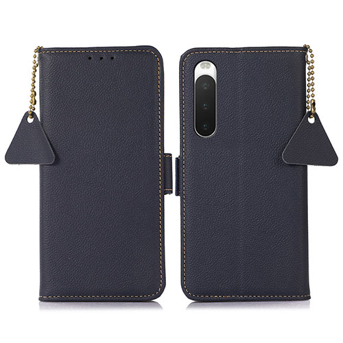 Leather Case Stands Flip Cover Holder B04H for Sony Xperia 10 IV SO-52C Blue