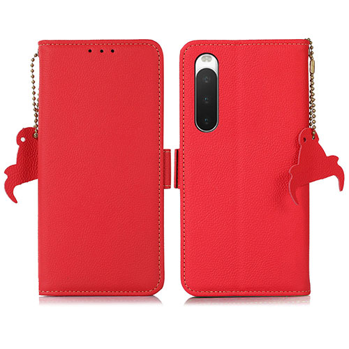 Leather Case Stands Flip Cover Holder B04H for Sony Xperia 10 IV SO-52C Red