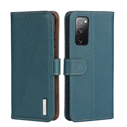 Leather Case Stands Flip Cover Holder B04H for Xiaomi Redmi Note 10 5G Green