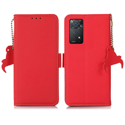 Leather Case Stands Flip Cover Holder B04H for Xiaomi Redmi Note 11 Pro 4G Red