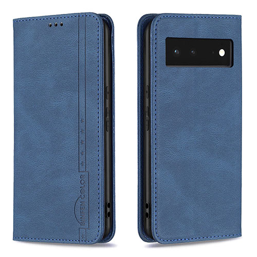 Leather Case Stands Flip Cover Holder B05F for Google Pixel 6 5G Blue