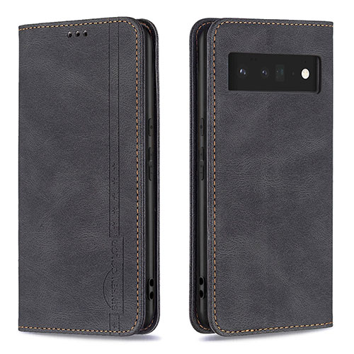 Leather Case Stands Flip Cover Holder B05F for Google Pixel 6 Pro 5G Black