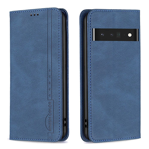 Leather Case Stands Flip Cover Holder B05F for Google Pixel 7 Pro 5G Blue