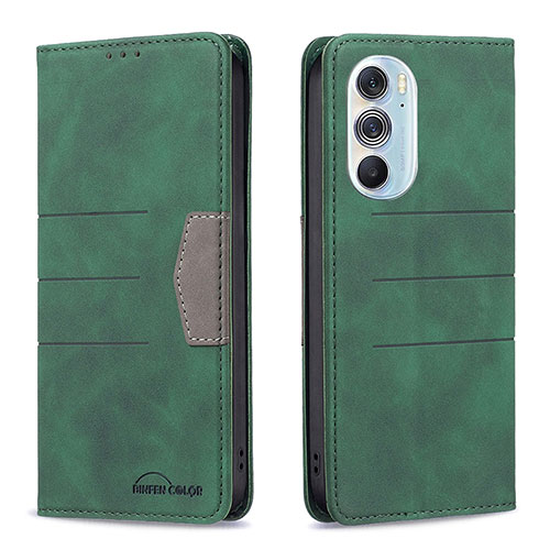 Leather Case Stands Flip Cover Holder B05F for Motorola Moto Edge X30 5G Green