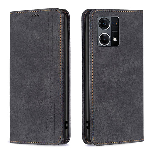 Leather Case Stands Flip Cover Holder B05F for Oppo F21 Pro 4G Black