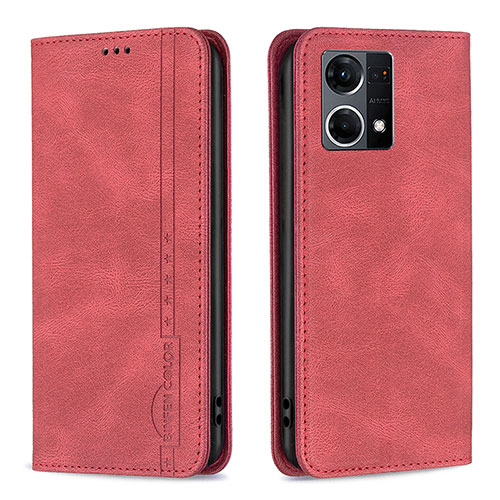 Leather Case Stands Flip Cover Holder B05F for Oppo F21 Pro 4G Red