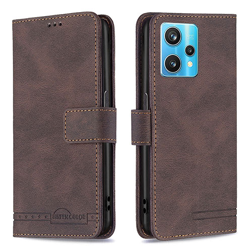 Leather Case Stands Flip Cover Holder B05F for Realme 9 Pro+ Plus 5G Brown